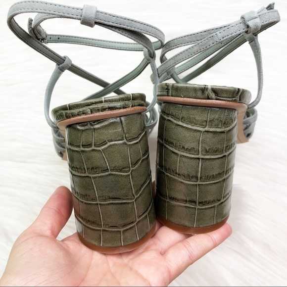 New Sam Edelman Daffodil Sandals in Seafoam Mineral Green Croc Embossed Leather - Picture 4 of 15